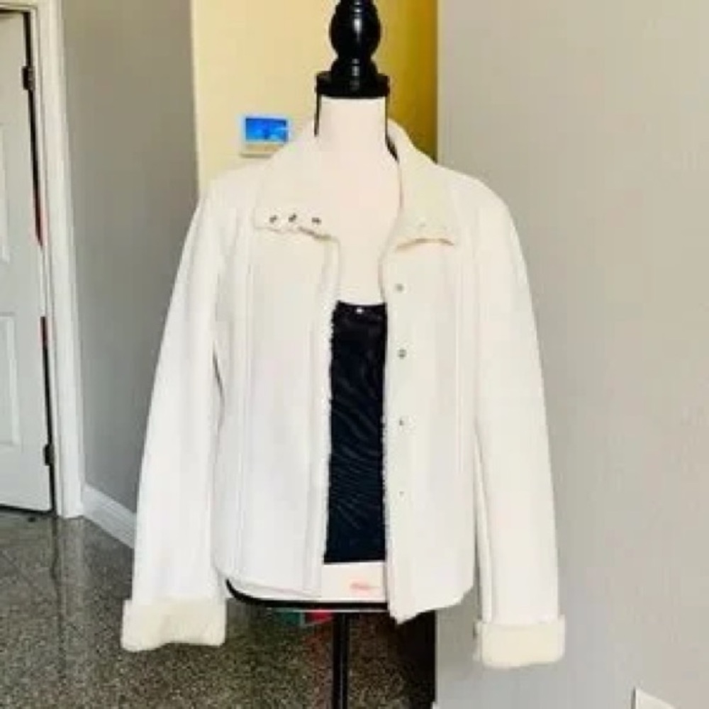 Calvin Klein Off White  Suede jacket Fur Lining